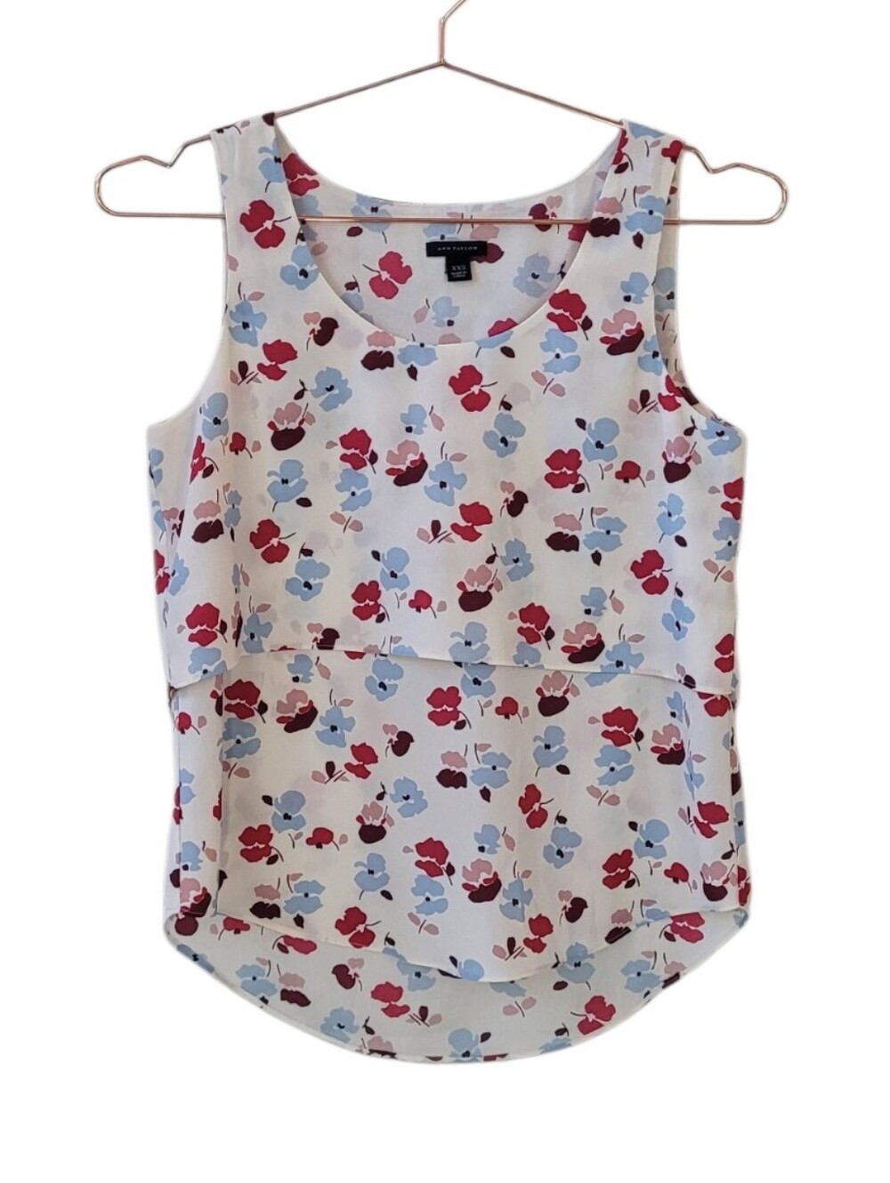 ANN TAYLOR Floral Scoop Neck Sleeveless Tank Top Blouse Size XXS